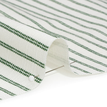 Slubbed Cotton Canvas Print - Bottle Green Candy Striped - British Imported Detail