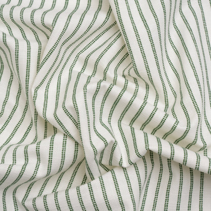 Slubbed Cotton Canvas Print - Bottle Green Candy Striped - British Imported