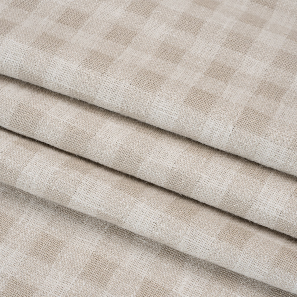 Drapery Woven - Almond Gingham - British Imported Folded