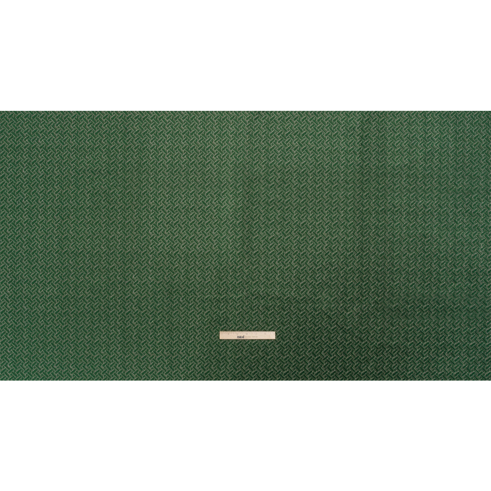 Chenille Jacquard - Bottle Green Geometric Basketweave - British Imported Full