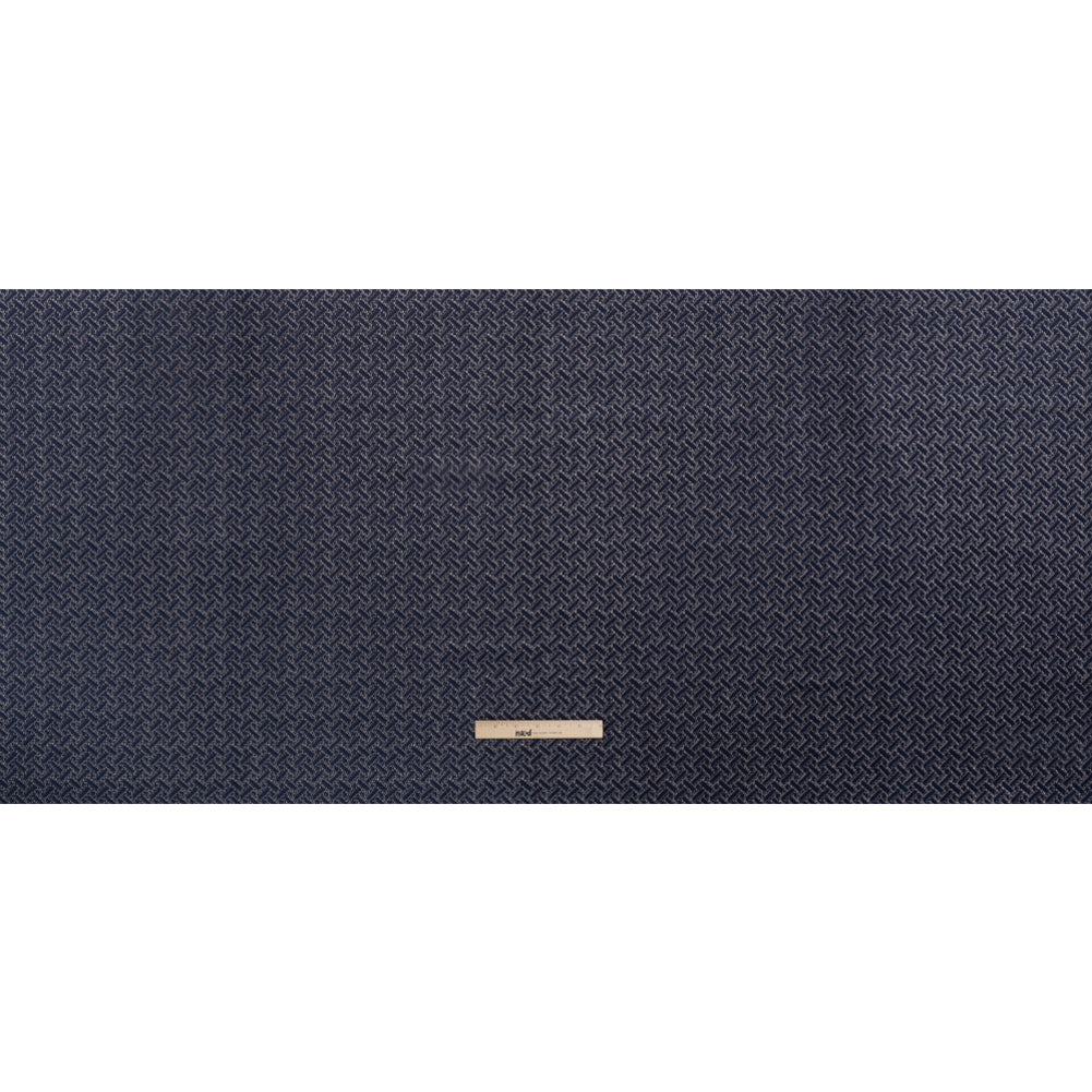 Chenille Jacquard - French Navy Geometric Basketweave - British Imported Full