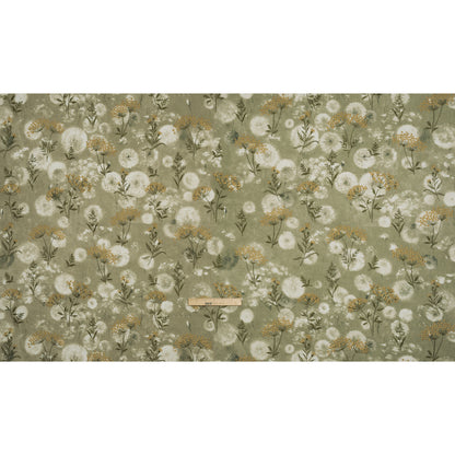 Cotton Canvas Print with Floral Embroidery - Ivy Tie Dye Spots - British Imported