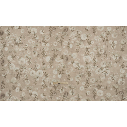 Cotton Canvas Print with Floral Embroidery - Oyster Tie Dye Spots - British Imported