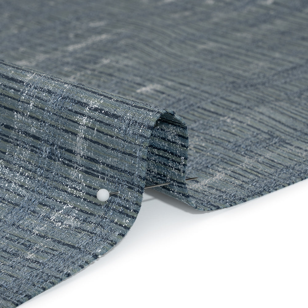 Textured Recycled Polyester Drapery Jacquard - Denim Abstract - British Imported - Detail