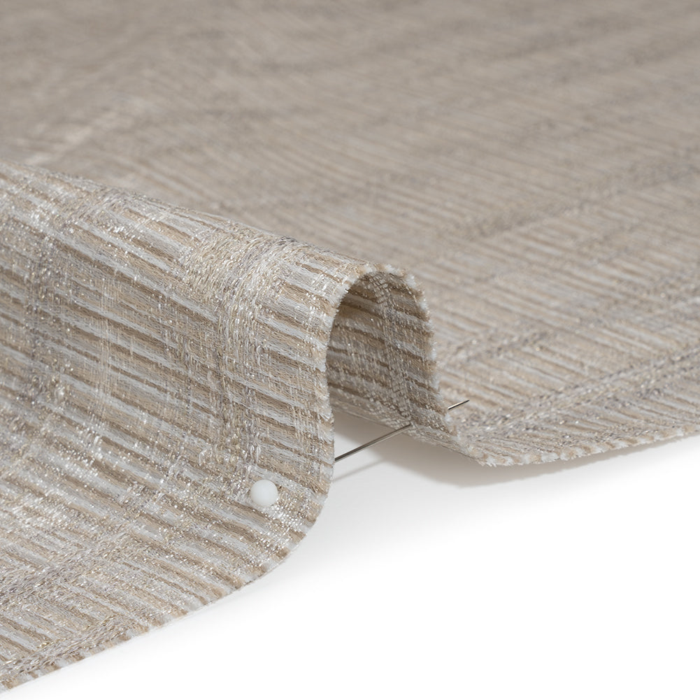 Textured Recycled Polyester Drapery Jacquard - Oyster Abstract - British Imported - Detail