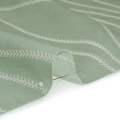 Embroidered Linen-Look Polyester Drapery Woven - Opal Leafy Wavy Lines and Watercolor Texture - British Imported