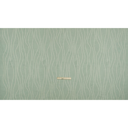Embroidered Linen-Look Polyester Drapery Woven - Opal Leafy Wavy Lines and Watercolor Texture - British Imported