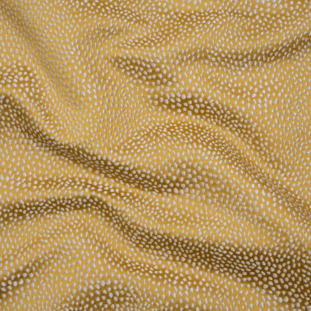 Recycled Polyester Jacquard - Buttercup Little All-Over Spots - British Imported