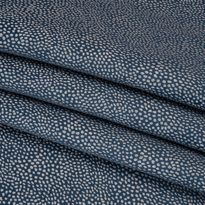 Recycled Polyester Jacquard - Indigo Little All-Over Spots - British Imported