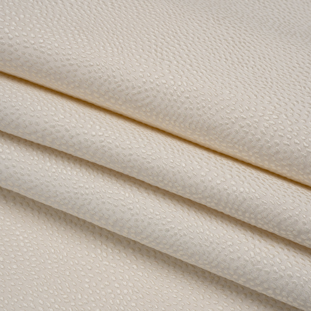 Recycled Polyester Jacquard - Ivory Little All-Over Spots - British Imported