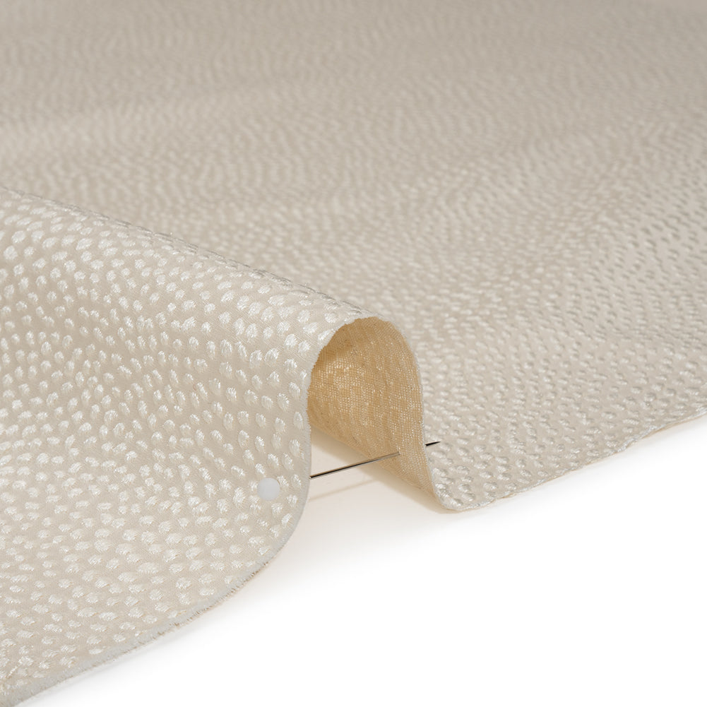 Recycled Polyester Jacquard - Ivory Little All-Over Spots - British Imported