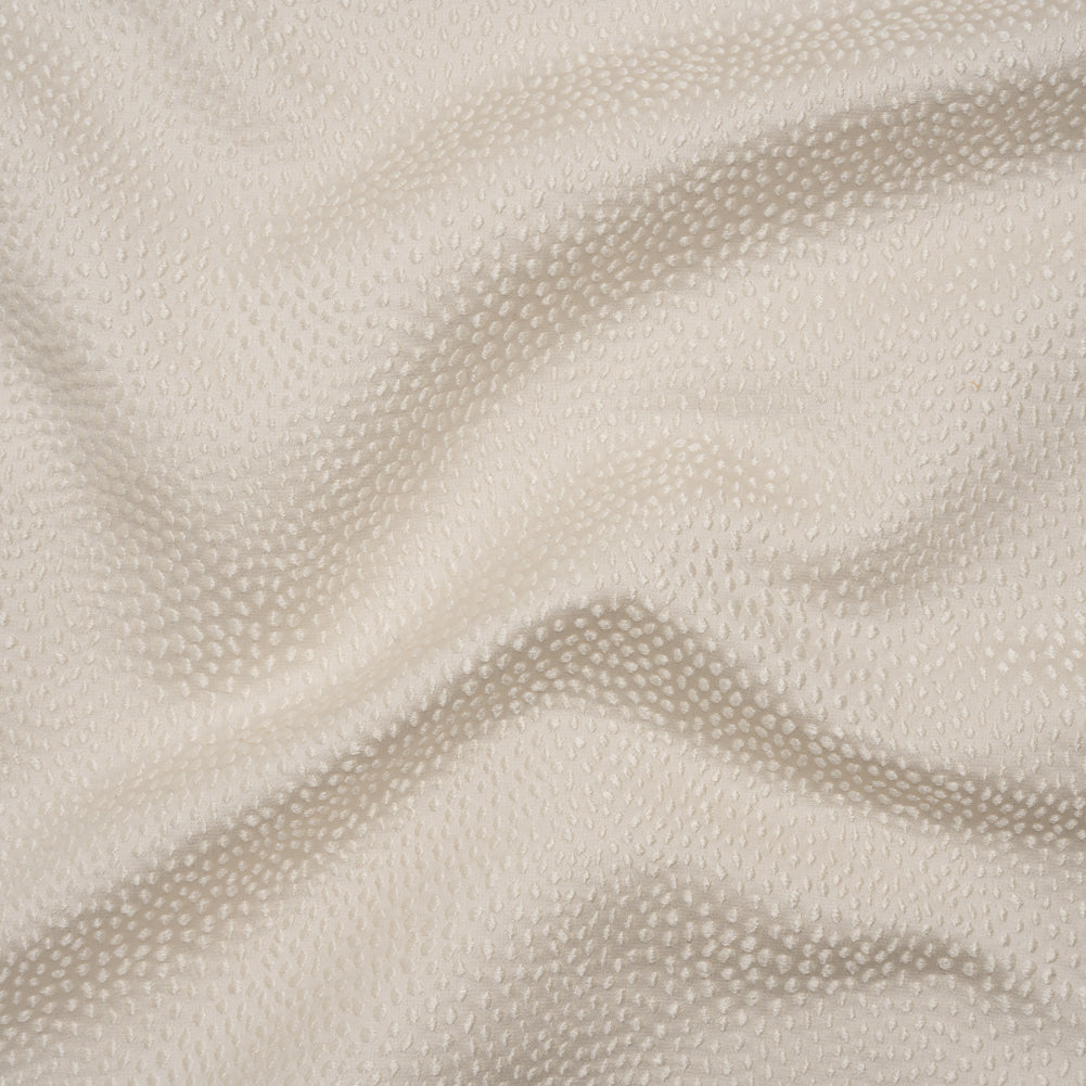 Recycled Polyester Jacquard - Ivory Little All-Over Spots - British Imported