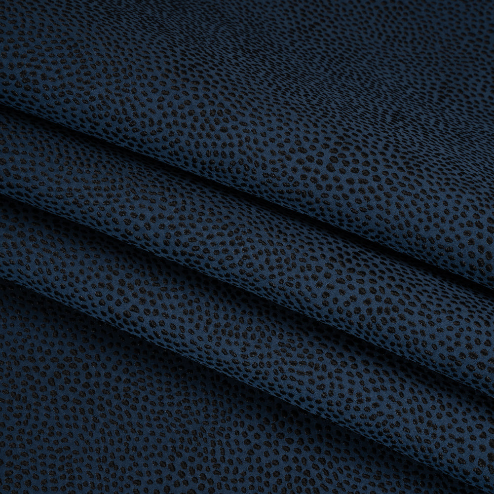 Recycled Polyester Jacquard - Midnight Little All-Over Spots - British Imported - Folded
