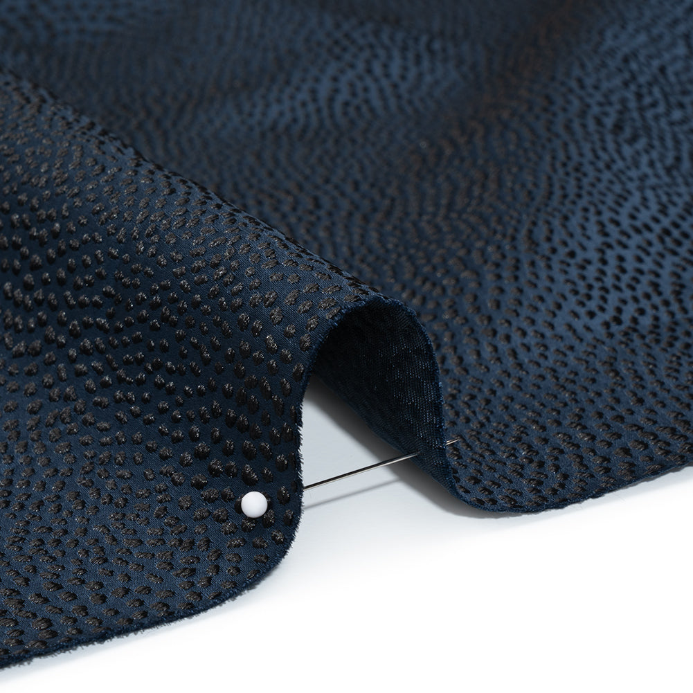 Recycled Polyester Jacquard - Midnight Little All-Over Spots - British Imported - Detail