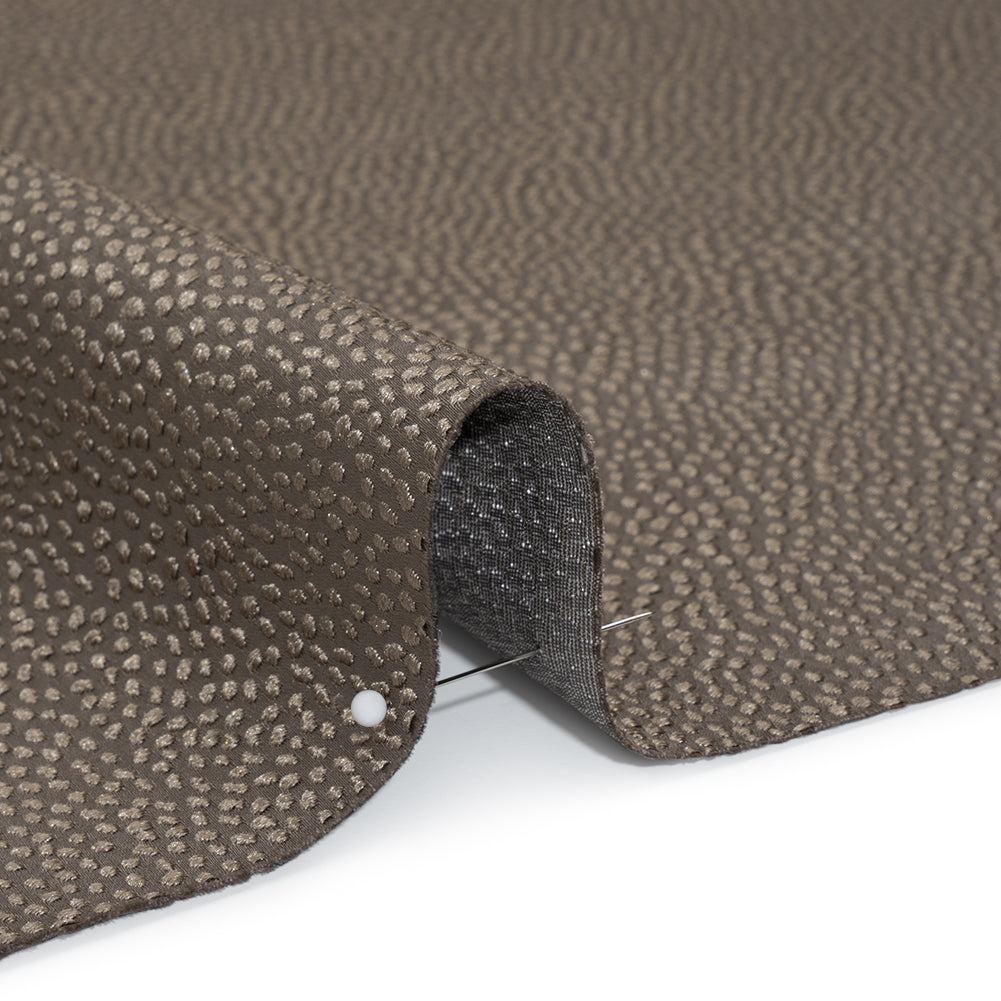 Recycled Polyester Jacquard - Otter Little All-Over Spots - British Imported - Detail