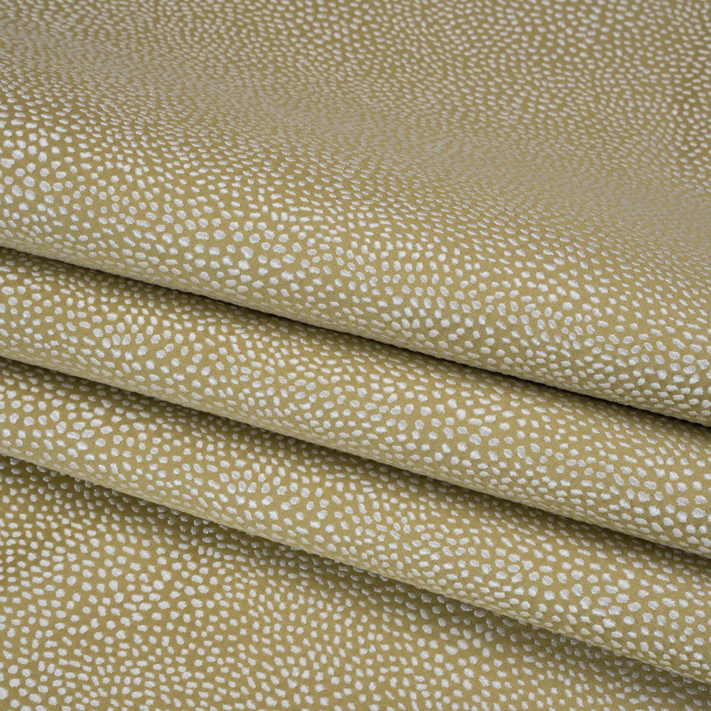 Recycled Polyester Jacquard - Pistachio Little All-Over Spots - British Imported