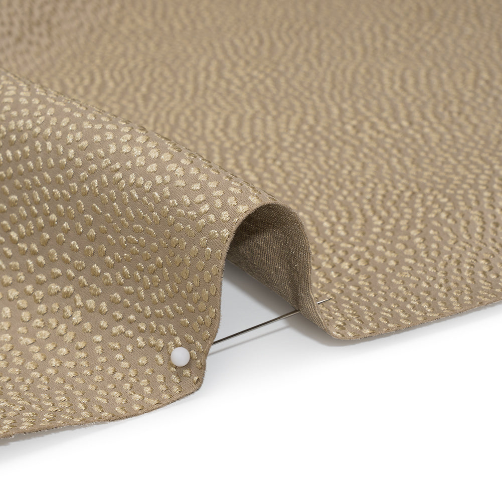 Recycled Polyester Jacquard - Taupe Little All-Over Spots - British Imported - Detail