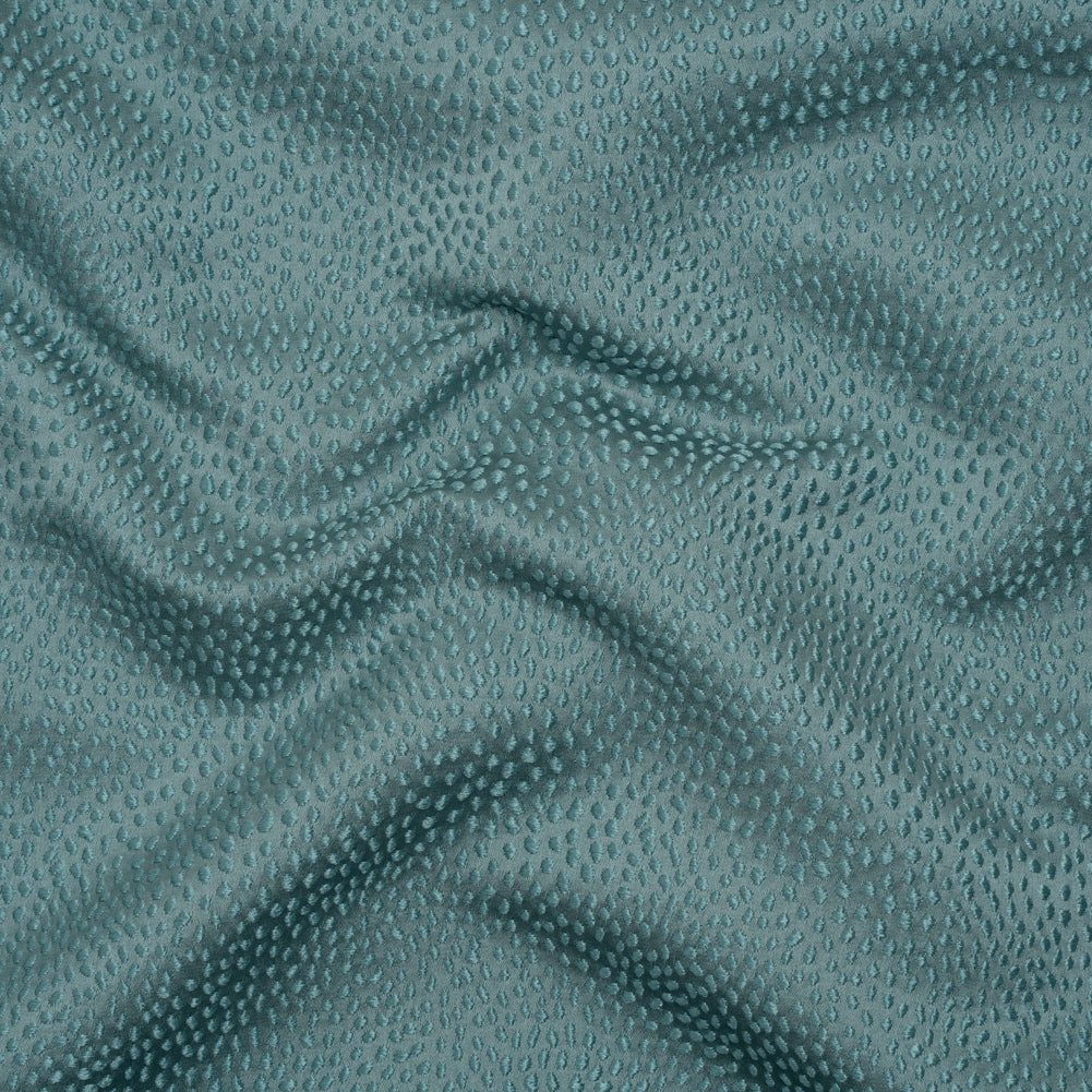 Recycled Polyester Jacquard - Teal Little All-Over Spots - British Imported