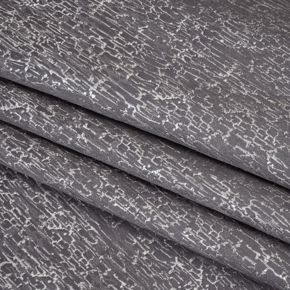 Satin-Face Jacquard - Graphite Crackle - British Imported - Folded