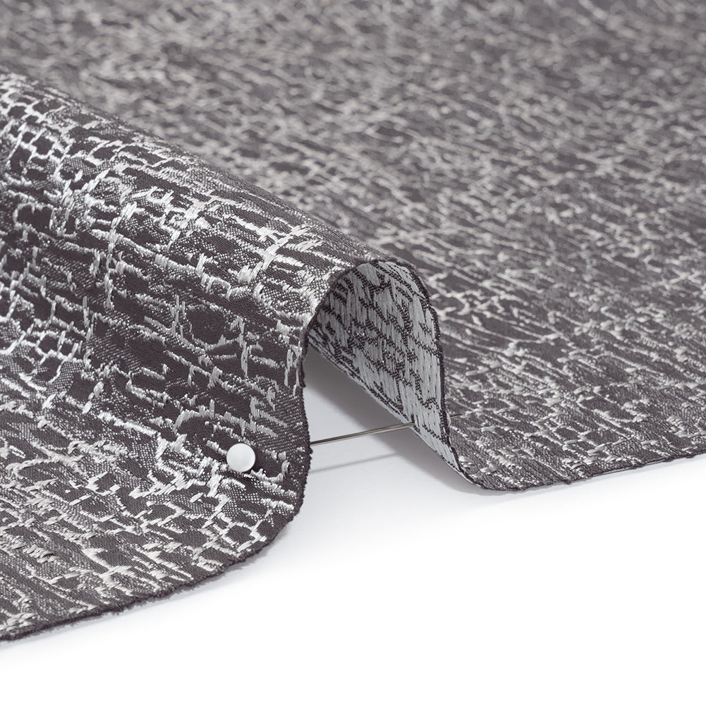 Satin-Face Jacquard - Graphite Crackle - British Imported - Detail