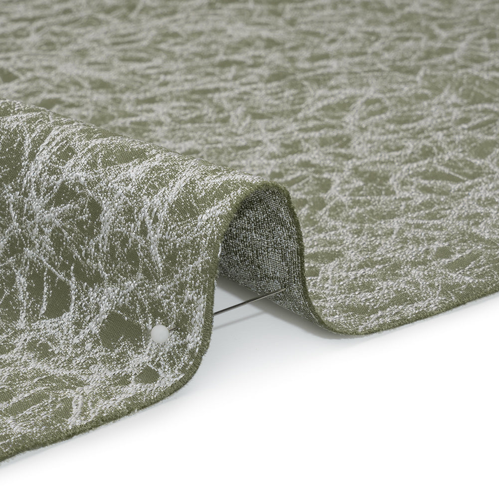 Satin-Faced Jacquard - Sage Cracked - British Imported) - Detail