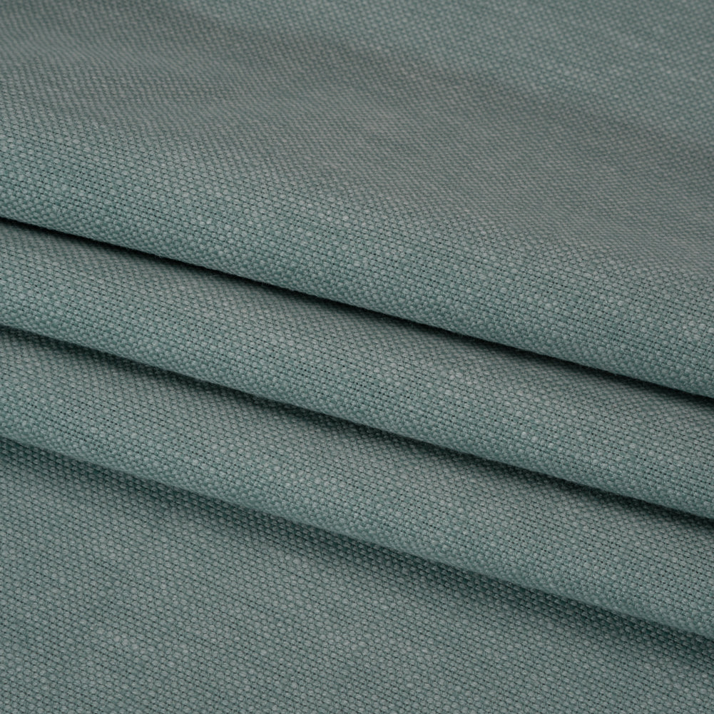 Linen Look Recycled Polyester and Cotton Woven - Azure - British Imported