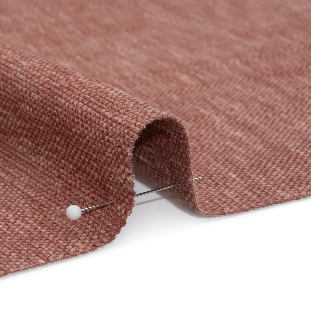 Linen Look Recycled Polyester and Cotton Woven - Berry - British Imported