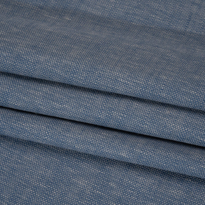 Linen Look Recycled Polyester and Cotton Woven - Denim - British Imported