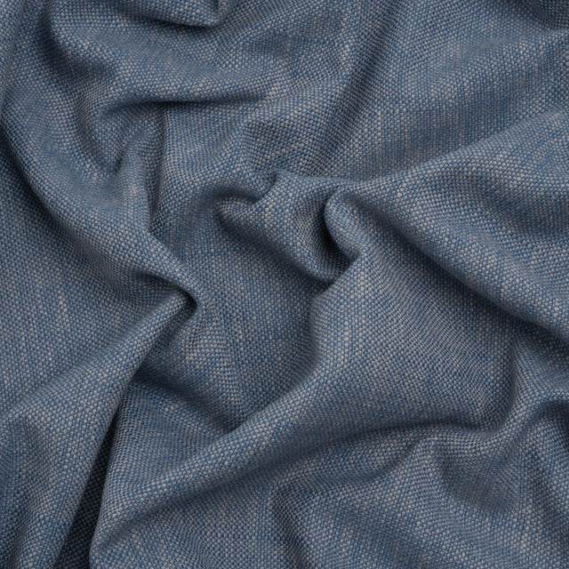 Linen Look Recycled Polyester and Cotton Woven - Denim - British Imported