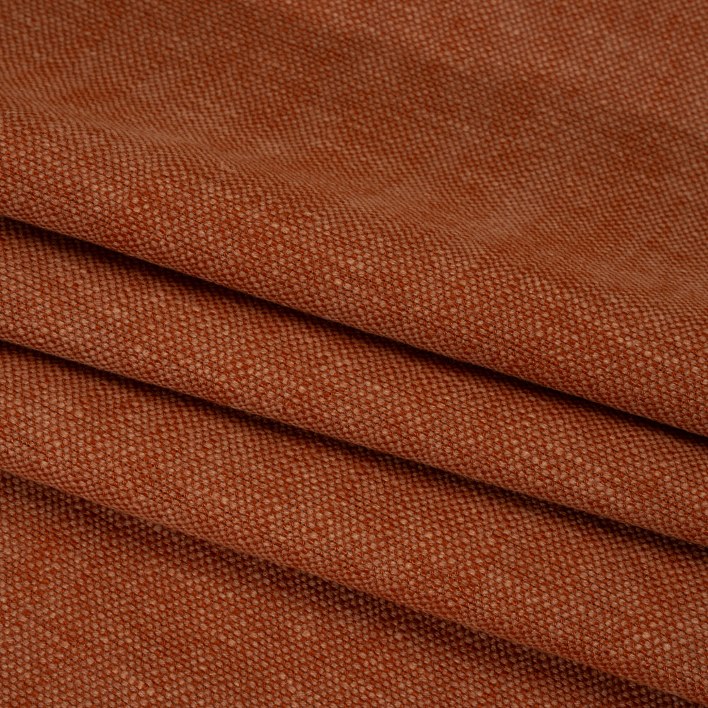 Linen Look Recycled Polyester and Cotton Woven - Ginger - British Imported