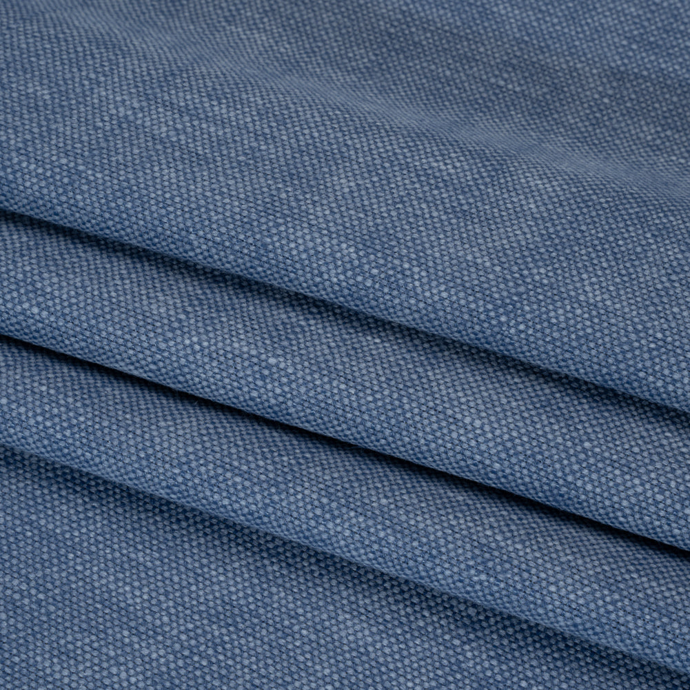 Linen Look Recycled Polyester and Cotton Woven - Ocean - British Imported