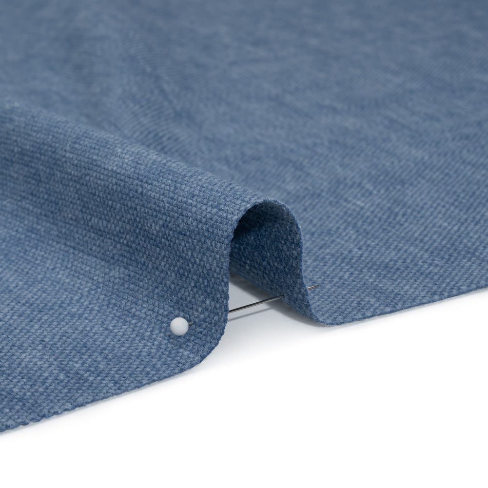 Linen Look Recycled Polyester and Cotton Woven - Ocean - British Imported
