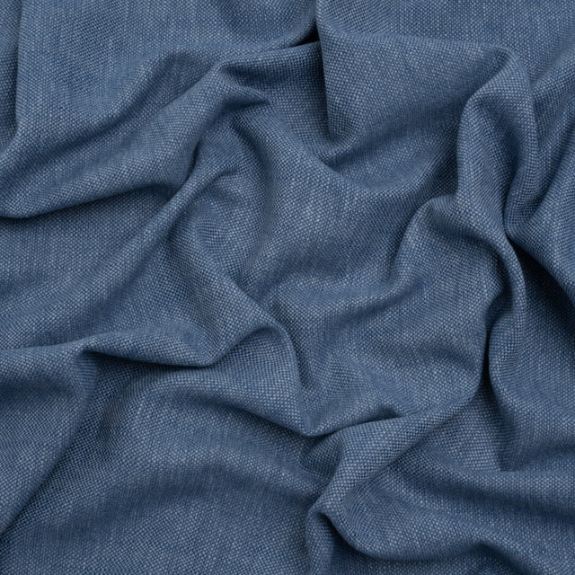 Linen Look Recycled Polyester and Cotton Woven - Ocean - British Imported