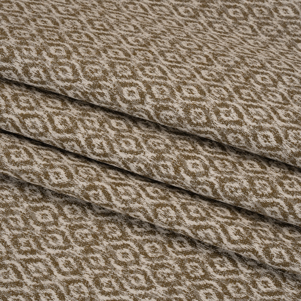 Recycled Polyester and Cotton Drapery Jacquard - Brass Diamond Ogees - British Imported Folded
