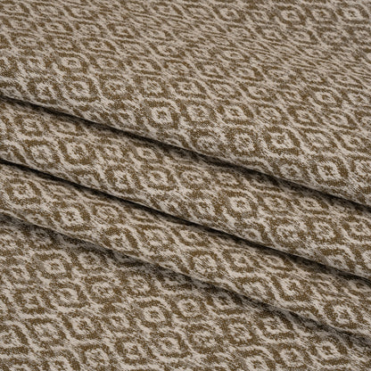 Recycled Polyester and Cotton Drapery Jacquard - Brass Diamond Ogees - British Imported Folded