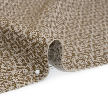 Recycled Polyester and Cotton Drapery Jacquard - Brass Diamond Ogees - British Imported Detail