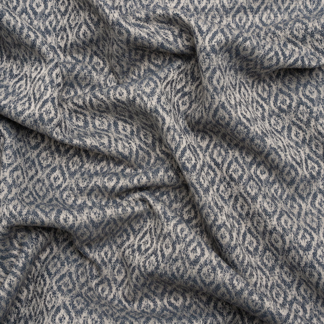 Recycled Polyester and Cotton Drapery Jacquard - Denim Diamond Ogees - British Imported