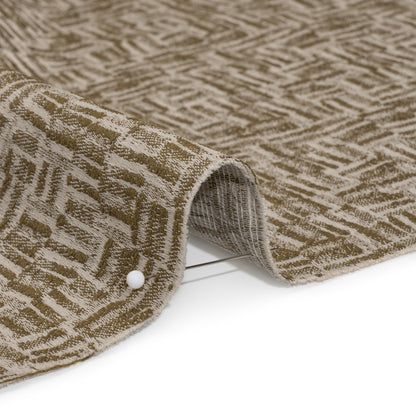 Recycled Polyester and Cotton Drapery Jacquard - Brass Little Lines - British Imported Detail