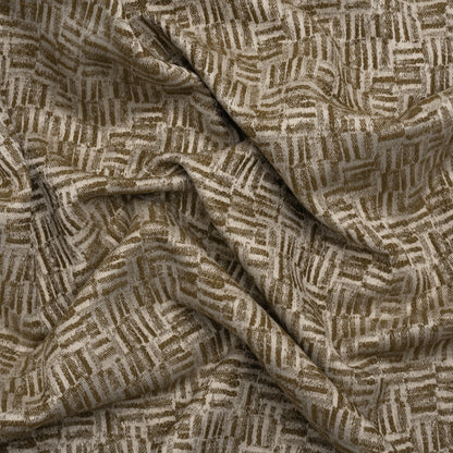 Recycled Polyester and Cotton Drapery Jacquard - Brass Little Lines - British Imported