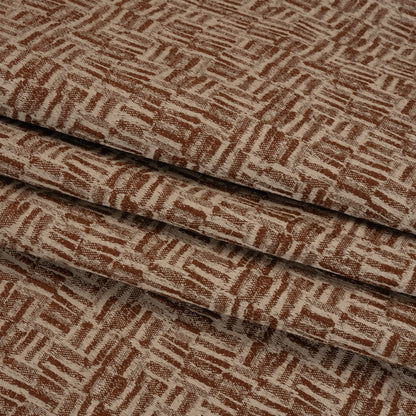 Recycled Polyester and Cotton Drapery Jacquard - Ginger Little Lines - British Imported Folded