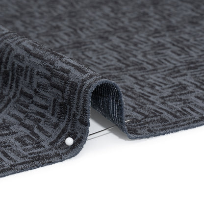 Recycled Polyester and Cotton Drapery Jacquard - Ink Little Lines - British Imported Detail