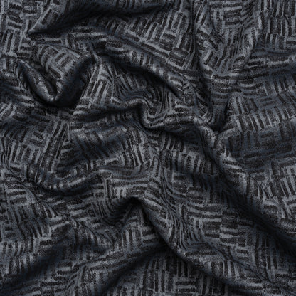 Recycled Polyester and Cotton Drapery Jacquard - Ink Little Lines - British Imported