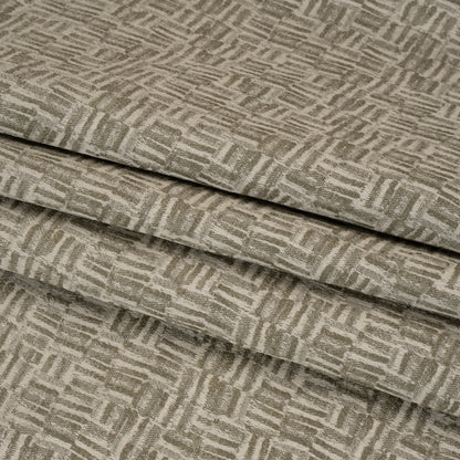 Recycled Polyester and Cotton Drapery Jacquard - Limestone Little Lines - British Imported Folded