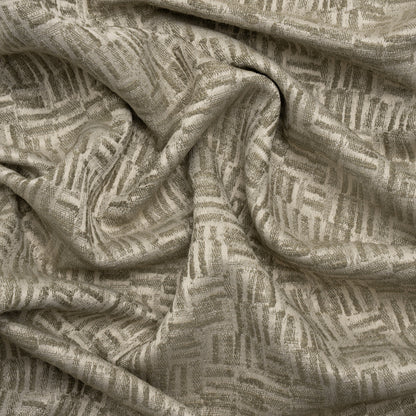 Recycled Polyester and Cotton Drapery Jacquard - Limestone Little Lines - British Imported