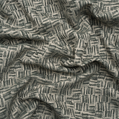 Recycled Polyester and Cotton Drapery Jacquard - Marine Little Lines - British Imported
