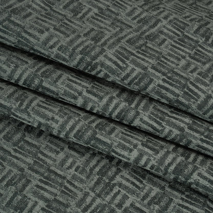 Recycled Polyester and Cotton Drapery Jacquard - Ocean Little Lines - British Imported Folded