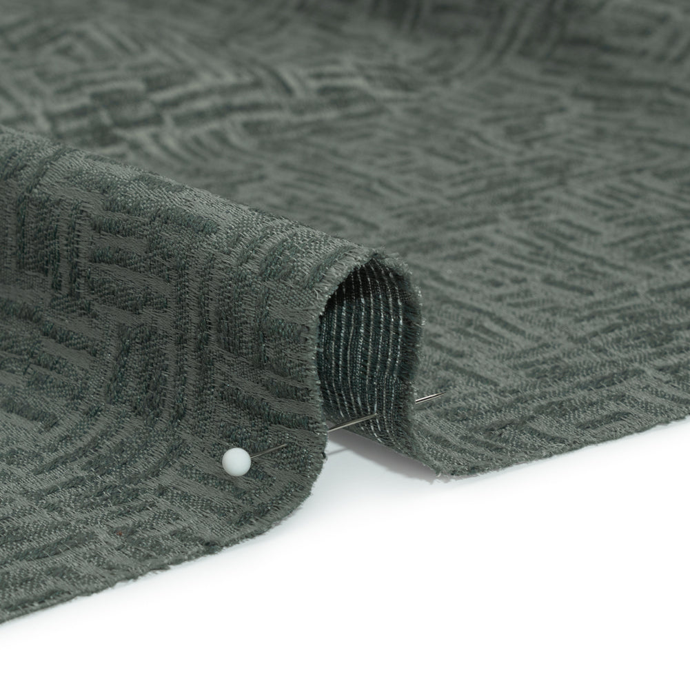 Recycled Polyester and Cotton Drapery Jacquard - Ocean Little Lines - British Imported Detail