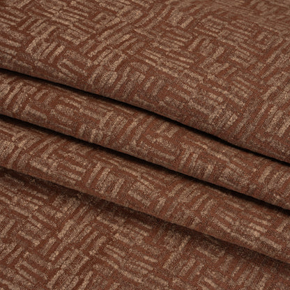 Recycled Polyester and Cotton Drapery Jacquard - Paprika Little Lines - British Imported Folded