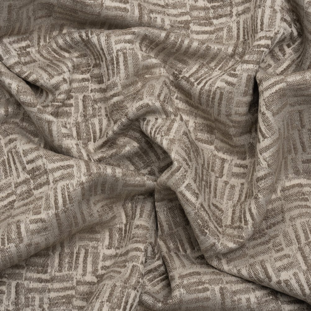 Recycled Polyester and Cotton Drapery Jacquard - Porcini Little Lines - British Imported
