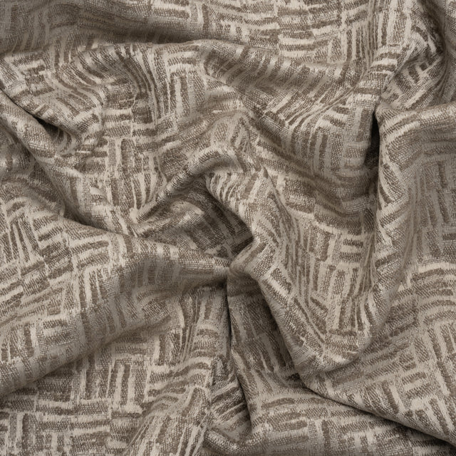 Recycled Polyester and Cotton Drapery Jacquard - Porcini Little Lines - British Imported